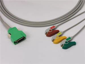 Nihon Kohden konpatib ECG Transducteur adaptè kab 3 Clips Leads