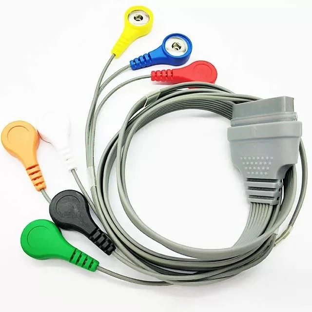 Edan 16 Pin AHA 7 Leads Snap ECG Holter Cable Leadwire